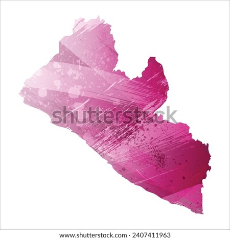 High detailed vector map. Liberia. Watercolor style. Amaranth deep purple color.