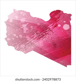 High detailed vector map. Libya. Watercolor style. Amaranth purple color.