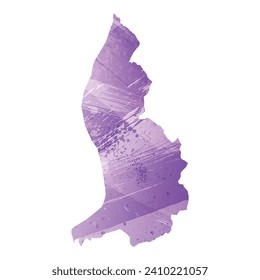 Hohe detaillierte Vektorkarte. Liechtenstein. Aquarell. Amethystische violette Farbe.