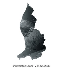 High detailed vector map. Liechtenstein. Watercolor style. Anthracite gray. Dark gray. Black color.