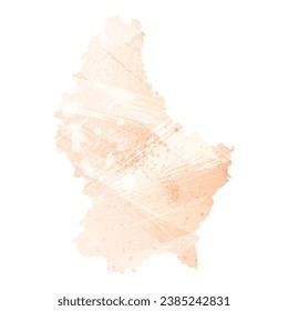 Mapa vectorial detallado alto. Luxemburgo. Estilo acuarela. Color del icono.