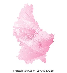 High detailed vector map. Luxembourg. Watercolor style. Amaranth pink color.