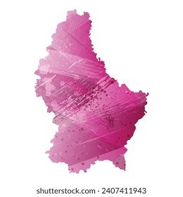 High detailed vector map. Luxembourg. Watercolor style. Amaranth deep purple color.