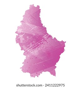 High detailed vector map. Luxembourg. Watercolor style. Amaranth light cherry pink color.