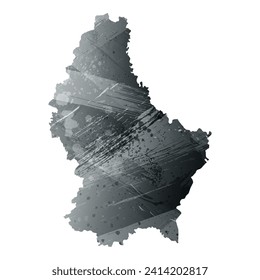 High detailed vector map. Luxembourg. Watercolor style. Anthracite gray. Dark gray. Black color.
