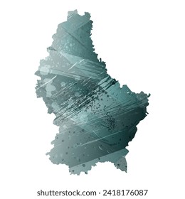 High detailed vector map. Luxembourg. Watercolor style. Aspid gray color. Green-gray deep color.