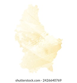 High detailed vector map. Luxembourg. Watercolor style. Banana color. Pastel yellow. Delicate yellow.