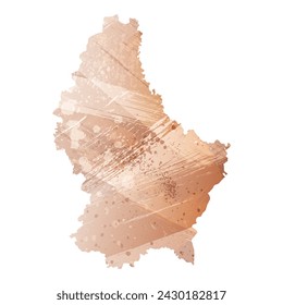 High detailed vector map. Luxembourg. Watercolor style. Beige and red color. Brown color.
