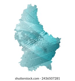 High detailed vector map. Luxembourg. Watercolor style. Turquoise blue color. Blue is a deep color.