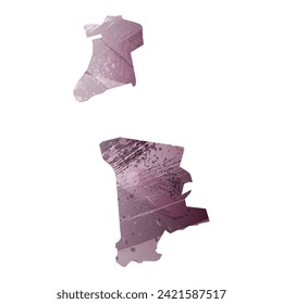 High detailed vector map. Macao. Watercolor style. Eggplant color. Pastel purple color.
