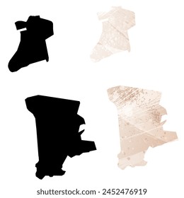 High detailed vector map. Macao. Set of two cards. Watercolor style. Brown beige color. Black card.