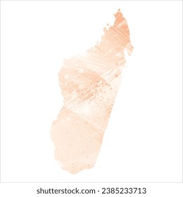 Mapa vectorial detallado alto. Madagascar. Estilo acuarela. Color del icono.