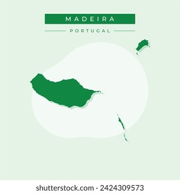 High detailed vector map of Madeira with navigation pins.