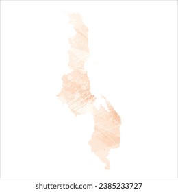 Mapa vectorial detallado alto. Malawi. Estilo acuarela. Color del icono.