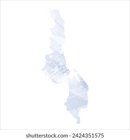High detailed vector map. Malawi. Watercolor style. Periwinkle color. Pastel lilac color. Delicate purple.
