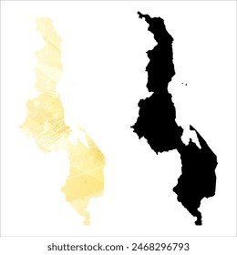 High detailed vector map. Malawi.