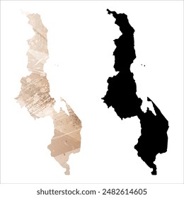 High detailed vector map. Malawi.