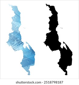 Mapa vetorial altamente detalhado. Malauí.