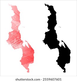 High detailed vector map. Malawi.