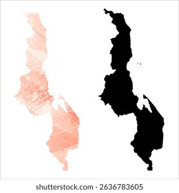 High detailed vector map. Malawi.