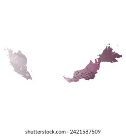 High detailed vector map. Malaysia. Watercolor style. Eggplant color. Pastel purple color.