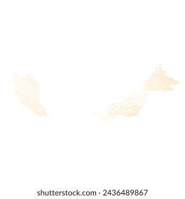 High detailed vector map. Malaysia. Watercolor style. Biscuit color. Pastel yellow color.