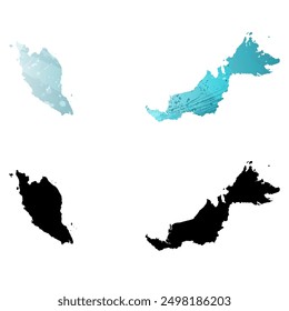 High detailed vector map. Malaysia.