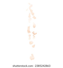 High detailed vector map. Maldives. Watercolor style. Apricot color.