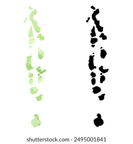 High detailed vector map. Maldives.