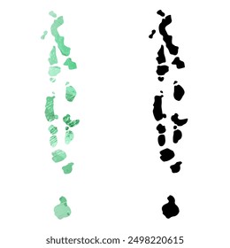 Alto mapa de Vector detallado. Maldivas.