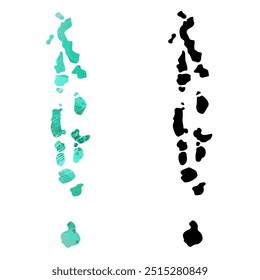 High detailed vector map. Maldives.