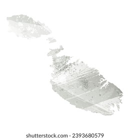 High detailed vector map. Malta. Watercolor style. Agate gray.