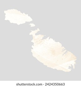 High detailed vector map. Malta. Watercolor style. Banana color. Pastel yellow color.
