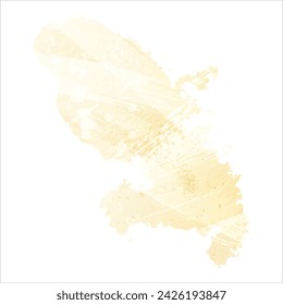 High detailed vector map. Martinique. Watercolor style. Banana color. Pastel yellow. Delicate yellow.