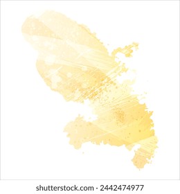 High detailed vector map. Martinique. Watercolor style. Pale yellow color.