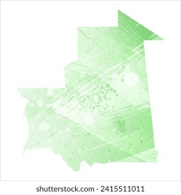High detailed vector map. Mauritania. Watercolor style. Light lettuce color. Pastel green.