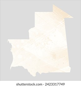 High detailed vector map. Mauritania. Watercolor style. Banana color. Pastel yellow color.
