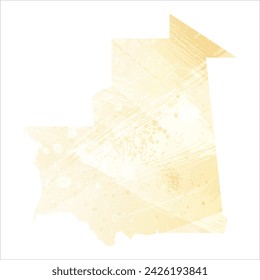 High detailed vector map. Mauritania. Watercolor style. Banana color. Pastel yellow. Delicate yellow.