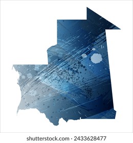High detailed vector map. Mauritania. Watercolor style. Deep blue color. Berlin azure.