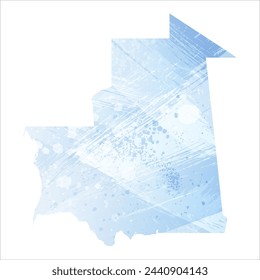 High detailed vector map. Mauritania. Watercolor style. Pale cornflower. Blue color.