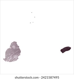 High detailed vector map. Mauritius. Watercolor style. Eggplant color. Pastel purple color.