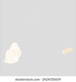 High detailed vector map. Mauritius. Watercolor style. Banana color. Pastel yellow color.
