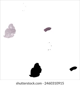 High detailed vector map. Mauritius. Set of two cards. Watercolor style. Purple color. Black card.