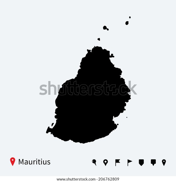 High Detailed Vector Map Mauritius Navigation Stock Vector (Royalty ...