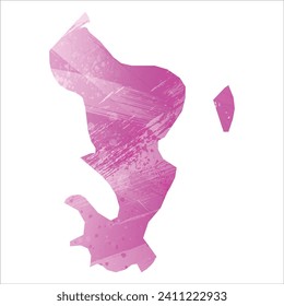 Mapa vectorial detallado alto. Mayotte. Estilo acuarela. Color rosa amaranto claro cerezo.