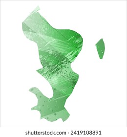Mapa vectorial detallado alto. Mayotte. Estilo acuarela. Color verde. Salacioso color esmeralda.