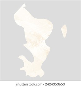 High detailed vector map. Mayotte. Watercolor style. Banana color. Pastel yellow color.
