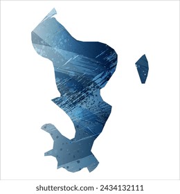 High detailed vector map. Mayotte. Watercolor style. Deep blue color. Berlin azure.
