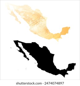 High detailed vector map. Mexico.