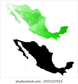 High detailed vector map. Mexico.